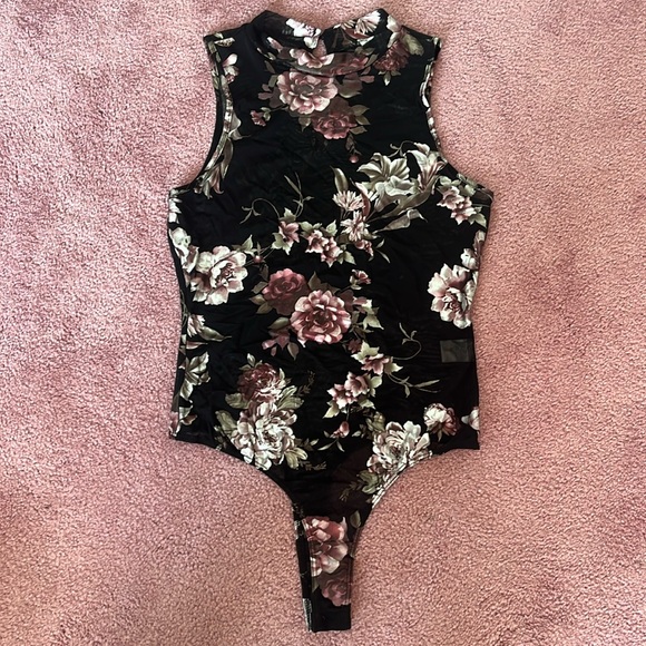 Charlotte Russe Tops - Sheer Floral Bodysuit Size M